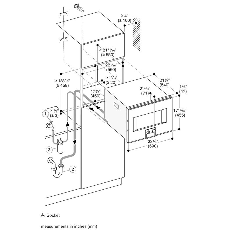 Gaggenau 400 Series 24 in. 2.1 cu. ft. Smart Steam Electric Single Wall Oven with Standard Convection - Stainless Steel, , hires
