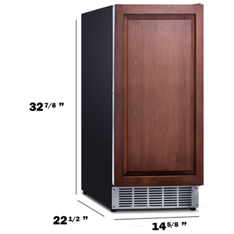 Summit 15 in. Built-In Undercounter Commercial-Use Ice Maker with 25 lb. Ice Storage, Auto-Defrost & Digital Control - Custom Panel Ready, , hires