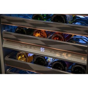 Cafe 24 in. Undercounter Smart Wine Cooler with Metal Racks, Dual Temperature Zones & 46 Bottle Capacity - Stainless Steel, Stainless Steel, hires