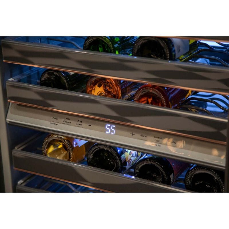 Cafe 24 in. Undercounter Smart Wine Cooler with Metal Racks, Dual Temperature Zones & 46 Bottle Capacity - Stainless Steel, Stainless Steel, hires