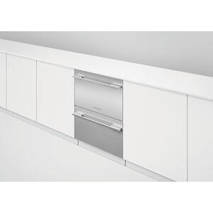 Fisher & Paykel Series 9 24 in. Smart Double Drawer with Top Control & 43 dBa Sound Level - Custom Panel Ready, , hires