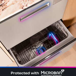 GE Profile 24 in. Smart Double Dishwasher Drawer with Front Control, 48 dBA Sound Level & Pocket Handle - Fingerprint Resistant Stainless, , hires