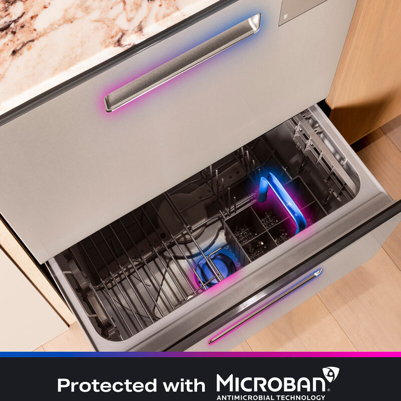 GE Profile 24 in. Smart Double Dishwasher Drawer with Front Control, 48 dBA Sound Level & Pocket Handle - Fingerprint Resistant Stainless, , hires