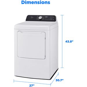 Midea 27 in. 7.0 cu. ft. Smart Gas Dryer with Sensor Dry & Sanitize Cycle - White, White, hires