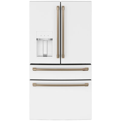 Cafe 36 in. 22.3 cu. ft. Smart Counter Depth 4-Door French Door Refrigerator with External Filtered Ice & Water Dispenser - Matte White | CXE22DP4PW2