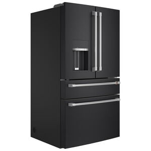 Cafe 36 in. 27.8 cu. ft. Smart 4-Door French Door Refrigerator with Ice & Water Dispenser - Matte Black, Matte Black, hires