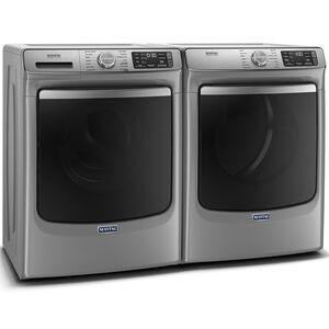 Maytag 27 in. 7.3 cu. ft. Smart Stackable Electric Dryer with Extra Power Button, Industry-Exclusive Extra Moisture Sensor, Sanitize & Steam Cycle - Metallic Slate, Metallic Slate, hires
