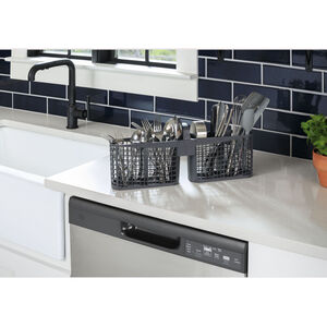 GE 24 in. Front Control Flush-Mount Dishwasher with 55 dBa Sound Level, Dry Boost & Pocket Handle - Black, Black, hires