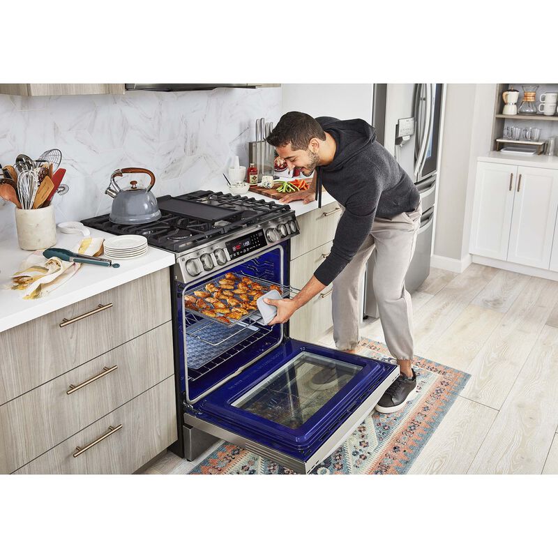LG Instaview 30 in. 6.3 cu. ft. Smart Air Fry Convection Oven Slide-In Gas Range with 5 Sealed Burners & Griddle - Stainless Steel, Stainless Steel, hires