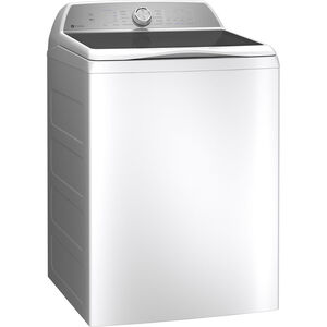 GE Profile 28 in. 4.9 cu. ft. Smart Top Load Washer with Agitator, Smarter Wash Technology, FlexDispense & Sanitize with Oxi - White, White, hires
