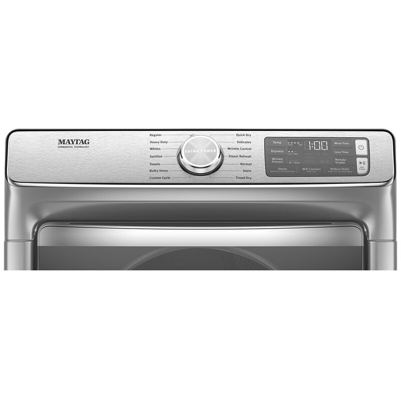Maytag 27 in. 7.3 cu. ft. Smart Stackable Electric Dryer with Extra Power Button, Industry-Exclusive Extra Moisture Sensor, Sanitize & Steam Cycle - Metallic Slate, Metallic Slate, hires