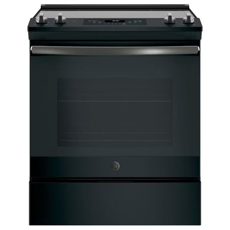 GE 30 in. 5.3 cu. ft. Oven Slide-In Electric Range with 4 Smoothtop Burners - Black Slate (Open Box Excellent Condition), , hires