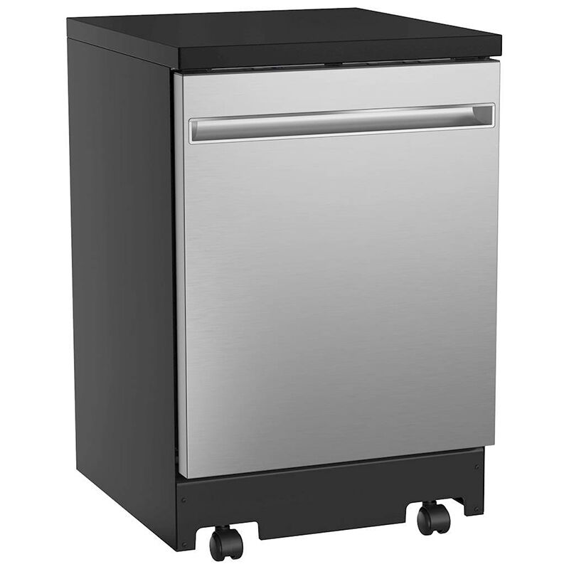 GE 24 in. Top Control Portable Dishwasher with 54 dBa Sound Level & Pocket - Stainless Steel, Stainless Steel, hires