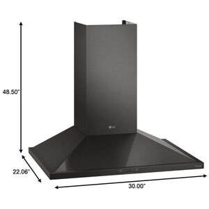 LG 30 in. Ducted Chimney Style Range Hood with 600 CFM, 5 Fan Speeds & 1 LED Light - Black Stainless, Black Stainless, hires