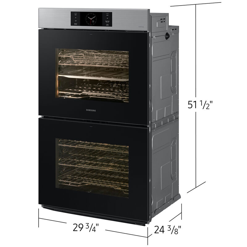 Samsung Bespoke 30 in. 10.2 cu. ft. Electric Smart Double Wall Oven with Dual Convection & Steam Clean - Stainless Steel, , hires