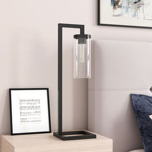 Hudson & Canal Malva Table Lamp With Seeded Glass - Black, , hires