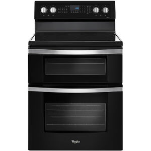 Whirlpool 30 in. 6.7 cu. ft. Convection Double Oven Freestanding Electric Range with 5 Smoothtop Burners - Black Ice, Black Ice, hires