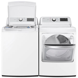 LG 27 in. 7.3 cu. ft. Smart Gas Dryer with Easy-Load Door, Rear Control & Sensor Dry - White, White, hires