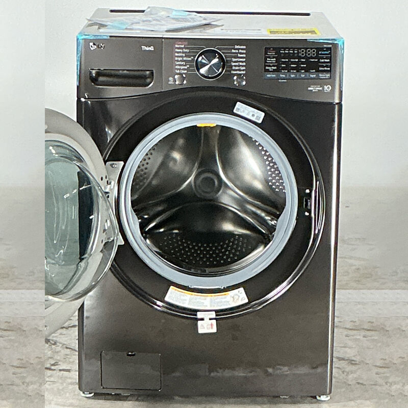 LG 27" 5.0 Cu. Ft. Front Loading Smart Washer with 14 Wash Programs, 13 Wash Options, Sanitize Cycle & Steam Wash - Black Stainless Steel (Open Box Fair Condition), , hires