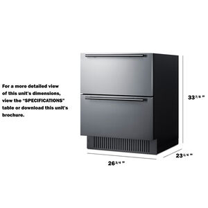 Summit 27 in. 4.8 cu. ft. Outdoor Double Refrigerator Drawers - Stainless Steel/Panel Ready, , hires