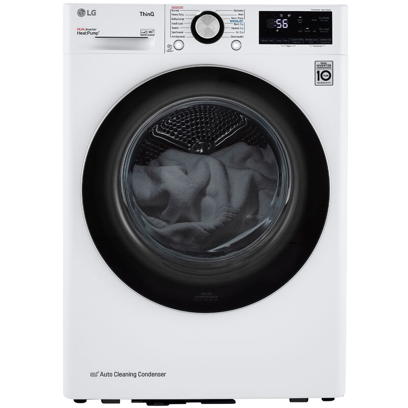 LG 24 in. 4.2 cu. ft. Smart Stackable Ventless Electric Dryer with Heat Pump, Sensor Dry & Sanitize Cycle - White, White, hires