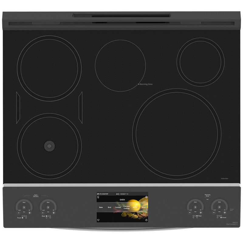 GE Profile 30 in. 5.3 cu. ft. Smart Air Fry True European Convection Slide-In Electric Range with 5 Induction Burners - Stainless Steel, , hires
