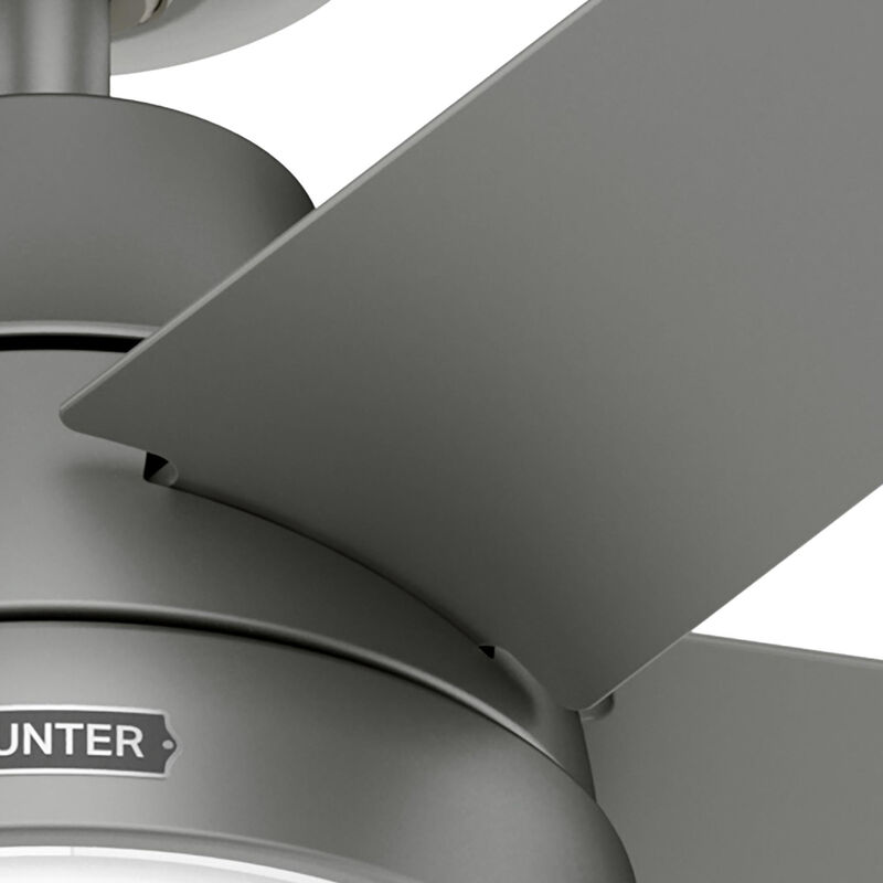 Hunter 60 inch Aerodyne Wi-Fi ENERGY STAR Ceiling Fan with LED Light Kit and Handheld Remote - Matte Silver, Silver, hires