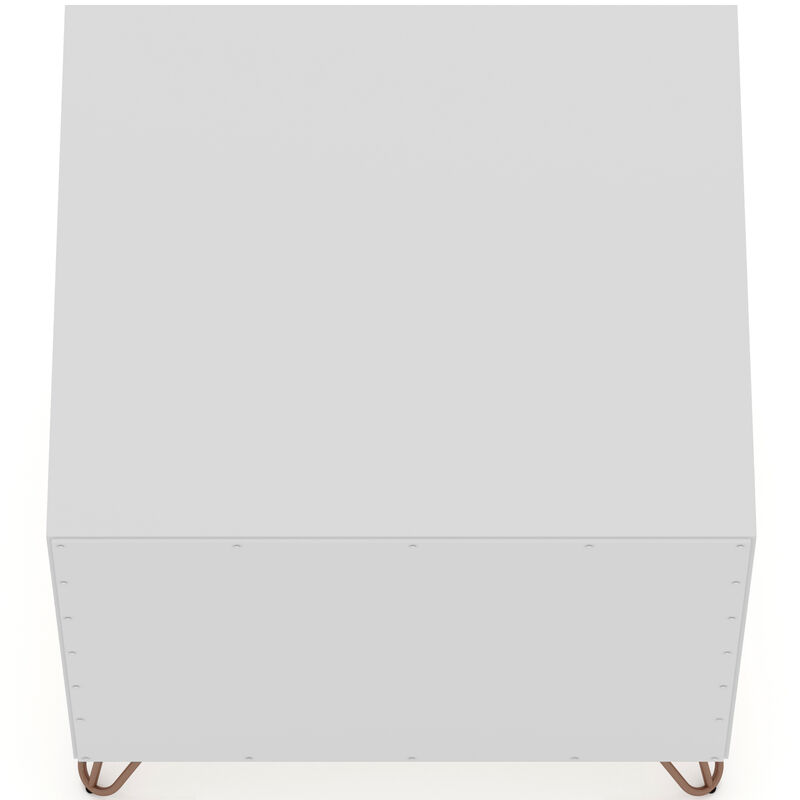 Manhattan Comfort Rockefeller Mid-Century Modern 2-Drawer Nightstand White, White, hires