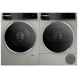 Bosch 800 Series 24 in. 2.4 cu. ft. Smart Stackable Front Load Washer with Sanitize Cycle - Pearl Steel, , hires