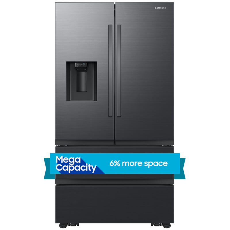 Samsung 36 in. 29.8 cu. ft. Smart 4-Door French Door Refrigerator with Double Freezer and External Ice & Water Dispenser - Matte Black Steel, Matte Black Steel, hires