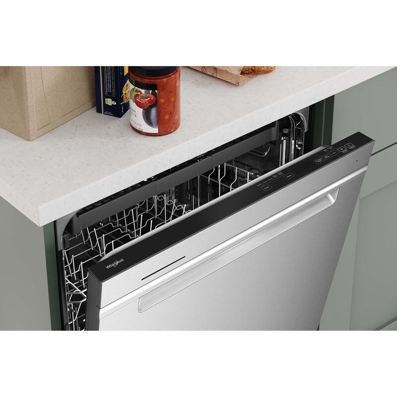 Whirlpool 24 in. Top Control Dishwasher with 47 dBa Sound Level, 3rd-Rack & Pocket - Fingerprint Resistant Stainless, , hires