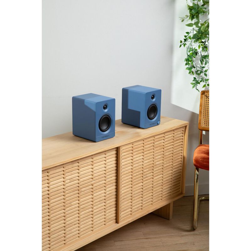 Victrola Tempo Bluetooth Bookshelf Speakers - Blue, , hires
