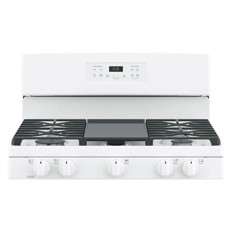 GE 30 in. 5 cu. ft. Gas Range with 5 Sealed Burners & Griddle - White, White, hires