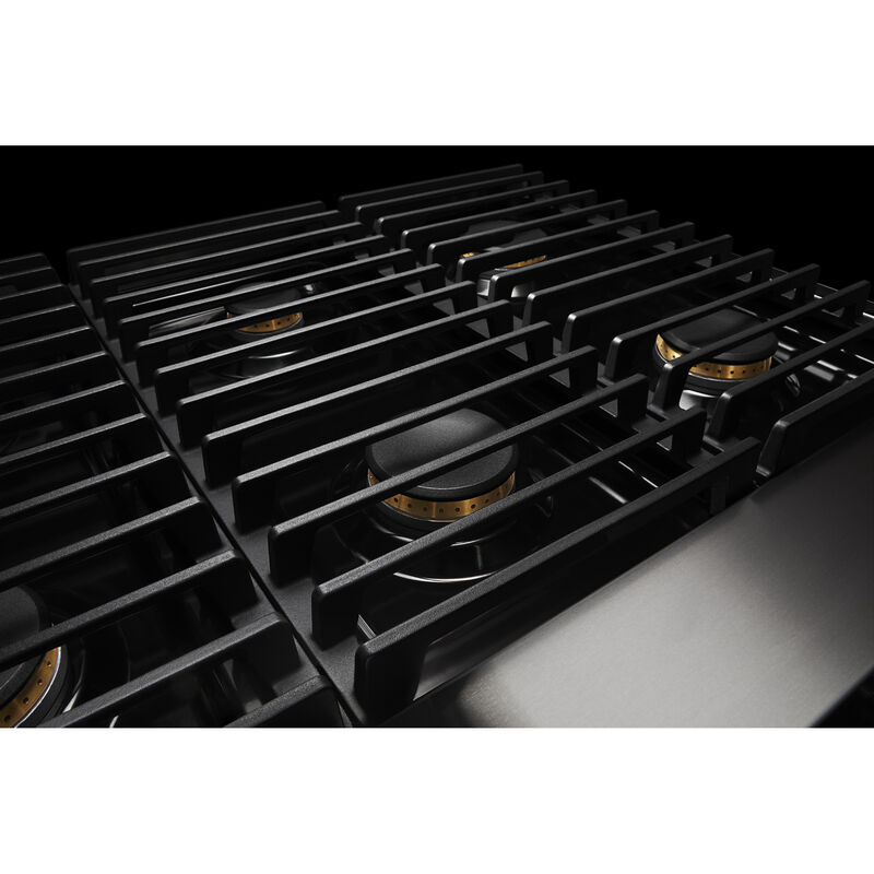 JennAir Noir Series 36 in. 5.1 cu. ft. Smart True European Convection Dual Fuel Range with 4 Sealed Burners & Grill - Stainless Steel, , hires