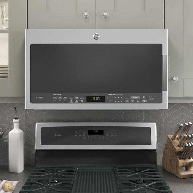 GE Profile 30 in. 2.1 cu. ft. 1000W Over-the-Range Microwave with 400 CFM & Sensor Cooking - Stainless Steel, Stainless Steel, hires