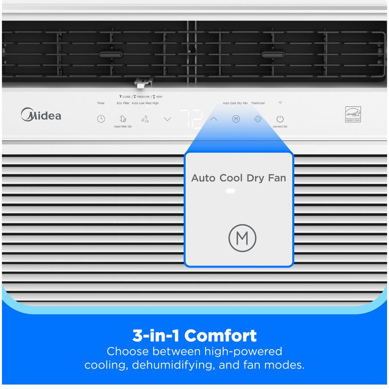 Midea 24,000 BTU 230V Energy Star Window Air Conditioner with Inverter, 3 Fan Speeds, Sleep Mode & Remote Control White, , hires