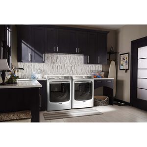 Maytag 27 in. 7.3 cu. ft. Smart Stackable Gas Dryer with Extra Power Button, Industry-Exclusive Extra Moisture Sensor, Sanitize & Steam Cycle - White, White, hires