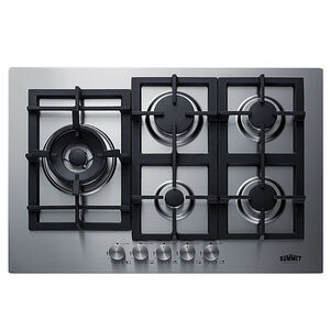 Summit 30 in. 5-Burner Natural Gas Cooktop with Simmer Burner - Stainless Steel, , hires