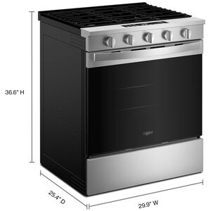 Whirlpool 30 in. 5.0 cu. ft. Smart Air-Fry Standard Convection Slide-In Range with 5 Sealed Burners - Fingerprint Resistant Stainless Steel, , hires