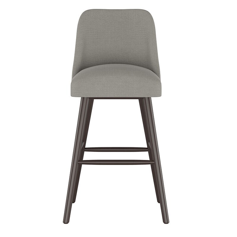 Skyline Furniture Modern Mid Century Bar Stool in Linen Fabric - Grey, Grey, hires