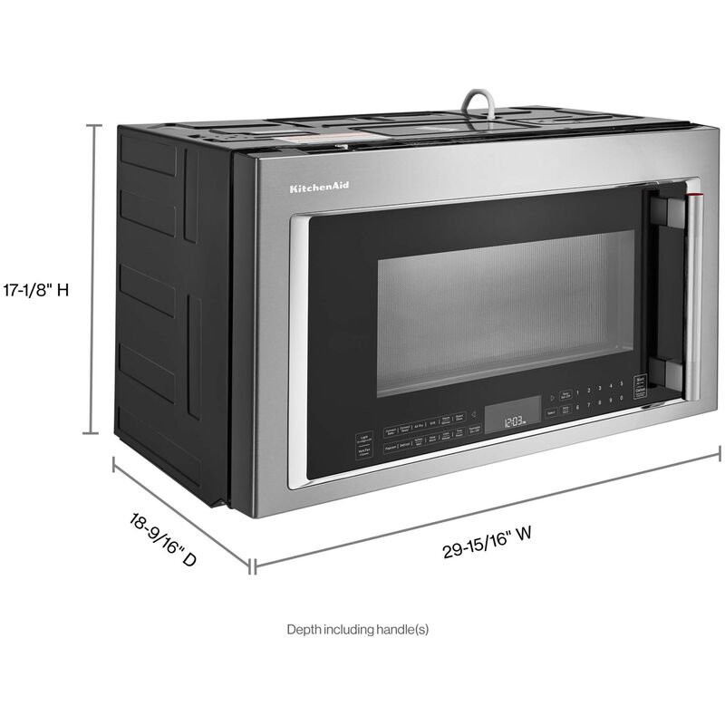 KitchenAid 30 in. 1.9 cu. ft. 1200W Over-the-Range Microwave with 400 CFM, Convection & Sensor Cooking - Stainless Steel, , hires
