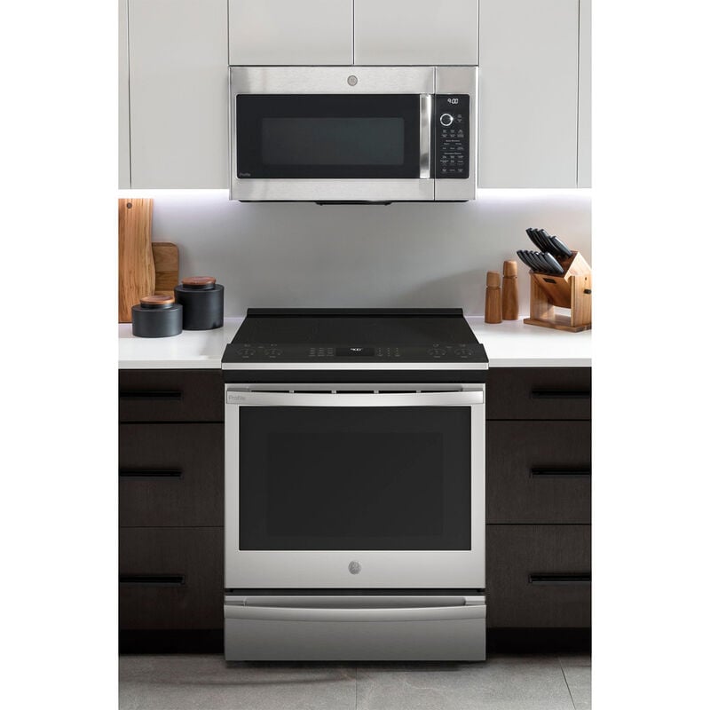 GE Profile 30 in. 5.3 cu. ft. Smart Air Fry True European Convection Slide-In Electric Range with 5 Induction Burners - Stainless Steel, Stainless Steel, hires