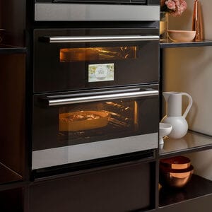 Cafe 30 in. 5 cu. ft. Smart Front Control Electric Double Wall Oven with True European Convection - Platinum Glass, Platinum Glass, hires