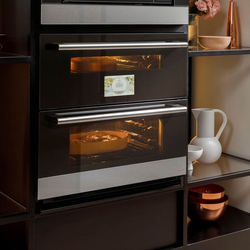 Cafe 30 in. 5 cu. ft. Smart Front Control Electric Double Wall Oven with True European Convection - Platinum Glass, Platinum Glass, hires