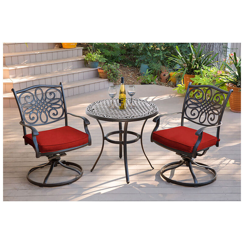 Hanover Traditions 3-Piece Bistro Set - Red, , hires