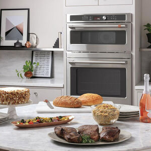 Cafe 30 in. 6.7 cu. ft. Speed Electric Microwave/Wall Oven Combo with True European Convection & Sensor Cooking - Stainless Steel, , hires