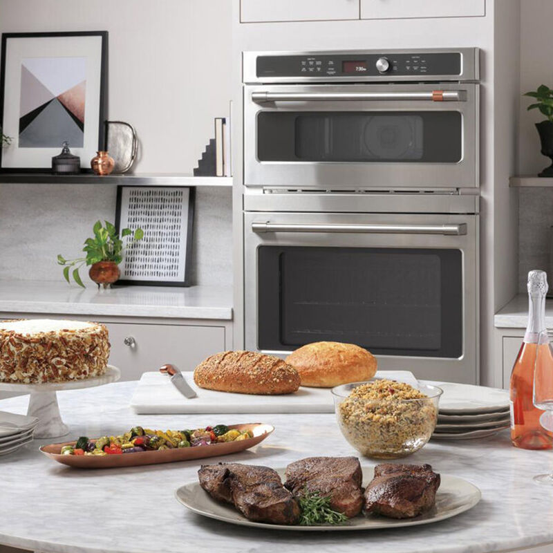 Cafe 30 in. 6.7 cu. ft. Speed Electric Microwave/Wall Oven Combo with True European Convection & Sensor Cooking - Stainless Steel, , hires