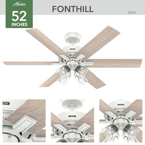 Hunter 52 in. Fonthill Energy Star HunterExpress Ceiling Fan with LED Light Kit & Handheld Remote - Brushed Nickel, Brushed Nickel, hires