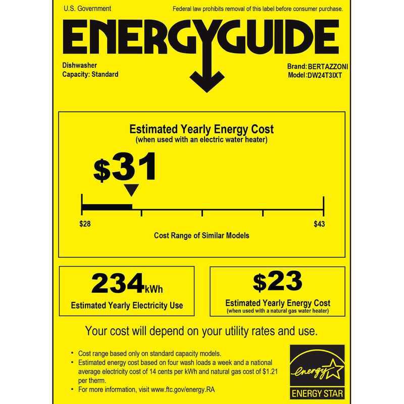 Bertazzoni 24 in. Top Control Dishwasher with 39 dBa Sound Level, 3rd-Rack & PowerDry Plus - Stainless Steel, , hires