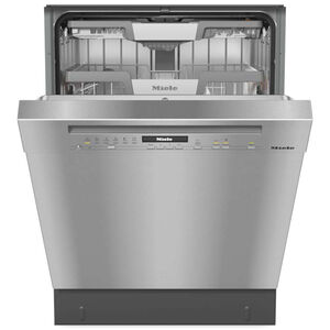 Miele 24 in. Front Control Smart Dishwasher with 42 dBa Sound Level, 3rd-Rack & Pocket - Clean Steel, , hires